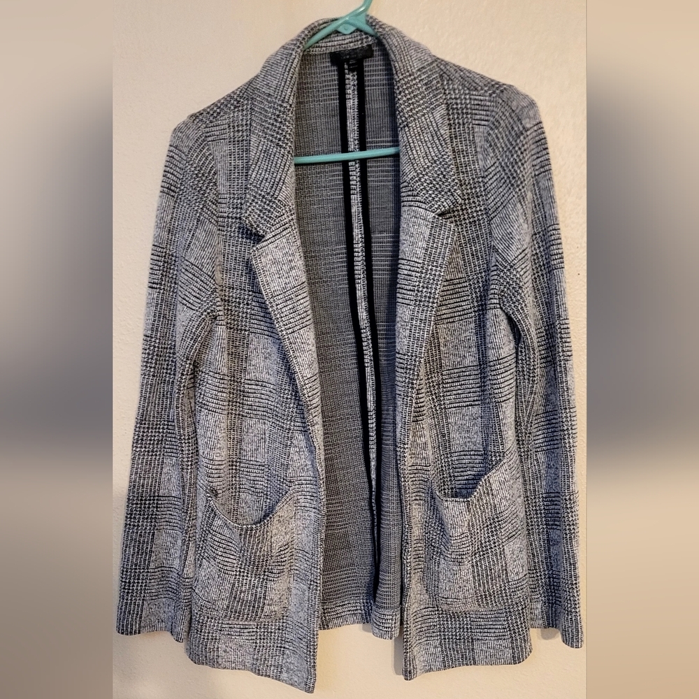 Topshop Black and White Plaid Blazer